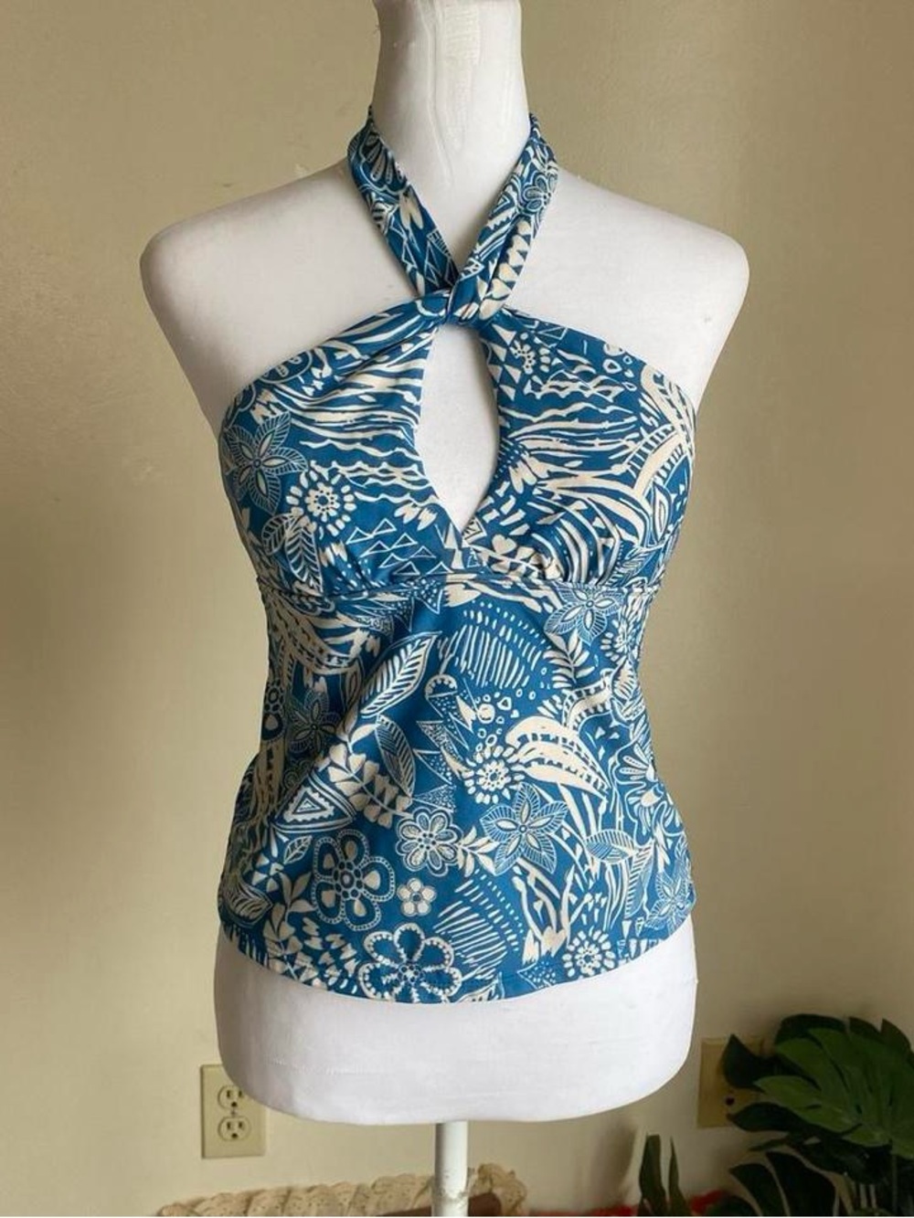 Y2K blue sparkly floral halter swim top - Picture 7 of 8